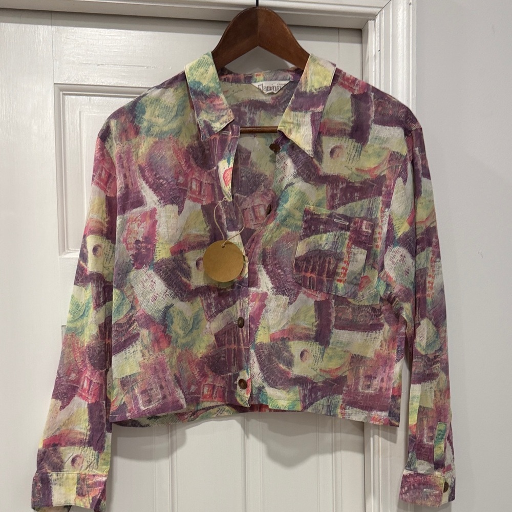 Multicolor Abstract Crop Top - Picture 2 of 5